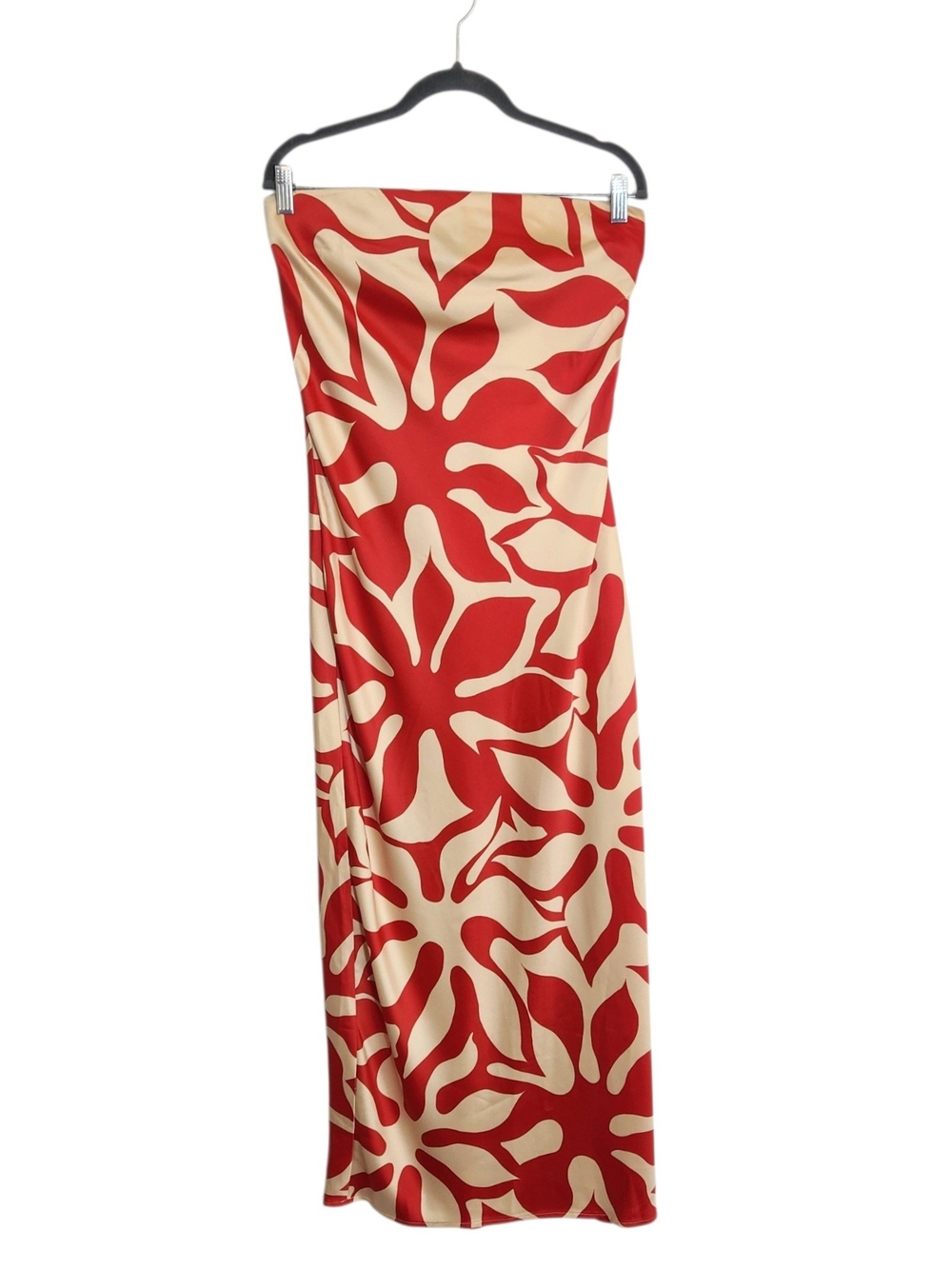 House of Harlow Red and Cream Floral Print Strapless Maxi Dress Size Medium